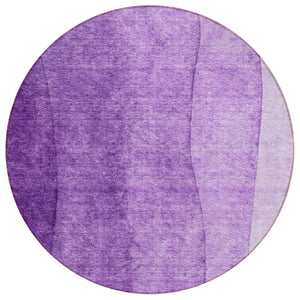 HomeRoots 5' Modern Purple to Lavender Ombre Area Rug - Durable, Machine Washable, Perfect for Indoor & Outdoor Use 8' Round 581824