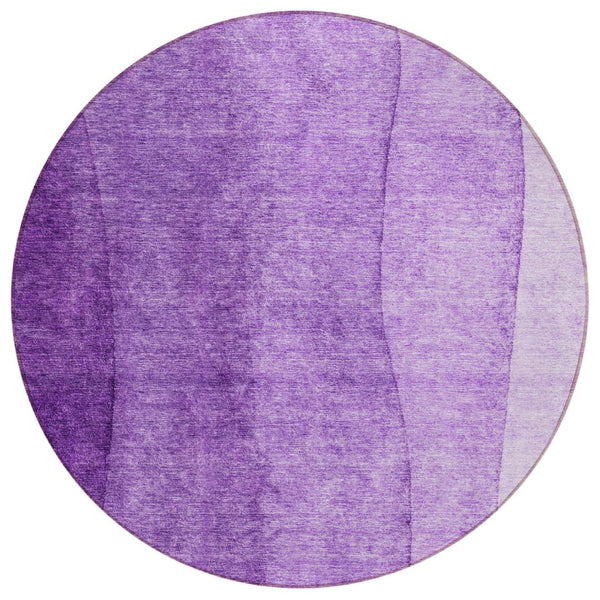 HomeRoots 5' Modern Purple to Lavender Ombre Area Rug - Durable, Machine Washable, Perfect for Indoor & Outdoor Use 8' Round 581824