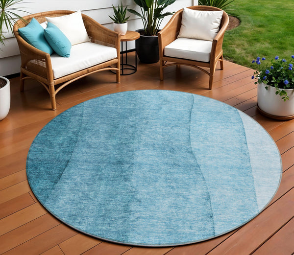 Homeroots 3' Brown And Beige Ombre Washable Indoor Outdoor Area Rug – Stylish, Durable, And Versatile Design 8' Round Polyester 581830