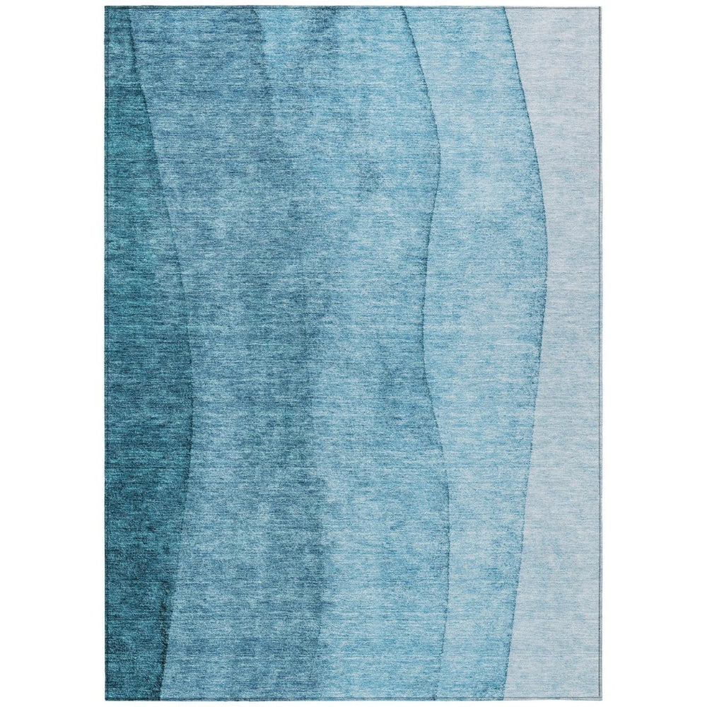 HomeRoots 5' Teal Blue Ombre Indoor Outdoor Area Rug - Durable, Washable & Stylish for Modern Spaces 8' X 10' 581831