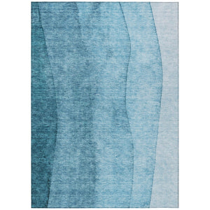 HomeRoots 5' Teal Blue Ombre Indoor Outdoor Area Rug - Durable, Washable & Stylish for Modern Spaces 10' X 14' 581833