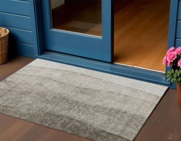 Homeroots 3' Brown And Beige Ombre Washable Indoor Outdoor Area Rug – Stylish, Durable, And Versatile Design 3' X 5' Polyester 581834