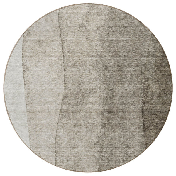 Homeroots 3' Brown And Beige Ombre Washable Indoor Outdoor Area Rug – Stylish, Durable, And Versatile Design 8' Round Polyester 581836