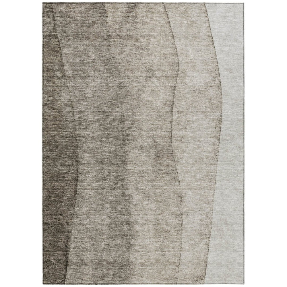 HomeRoots 5' Modern Ombre Taupe Brown and Ivory Area Rug – Stylish, Washable, Durable for Indoor and Outdoor Use 8' X 10' 581837