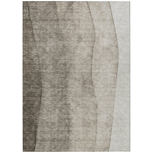 HomeRoots 9' Taupe Brown and Ivory Ombre Indoor Outdoor Area Rug - Stylish, Durable, Machine Washable Design 9' X 12' 581838