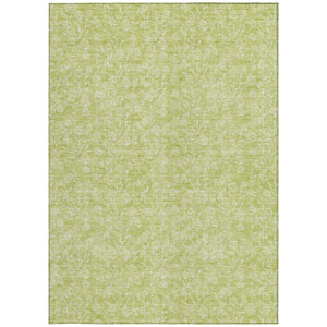 Homeroots 3' Artichoke Green & Ivory Floral Washable Area Rug For Indoor & Outdoor Spaces, Durable Design 3' X 5' Polyester 581840