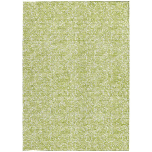Homeroots 3' Artichoke Green & Ivory Floral Washable Area Rug For Indoor & Outdoor Spaces, Durable Design 3' X 5' Polyester 581840