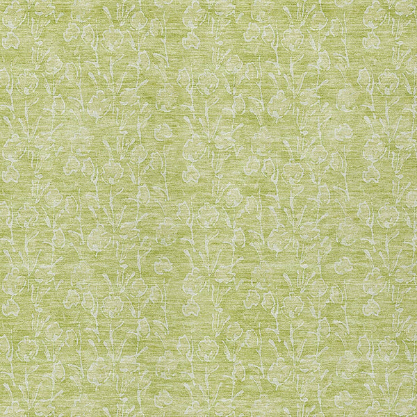 Homeroots 3' Artichoke Green & Ivory Floral Washable Area Rug For Indoor & Outdoor Spaces, Durable Design 3' X 5' Polyester 581840