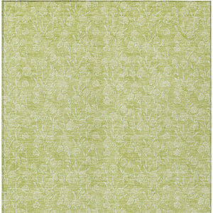 Homeroots 3' Artichoke Green & Ivory Floral Washable Area Rug For Indoor & Outdoor Spaces, Durable Design 5' X 8' Polyester 581841
