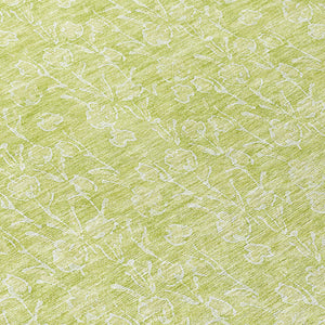 Homeroots 3' Artichoke Green & Ivory Floral Washable Area Rug For Indoor & Outdoor Spaces, Durable Design 8' Round Polyester 581842