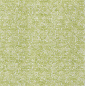 HomeRoots 5' Artichoke Green and Ivory Floral Washable Area Rug for Indoor and Outdoor High Traffic Spaces 8' X 10' 581843