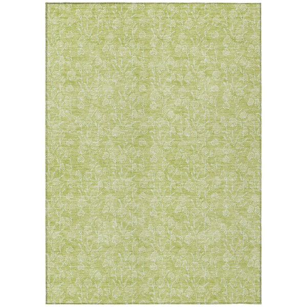 HomeRoots 9' Artichoke Green and Ivory Floral Area Rug - Durable, Washable, Elegant for Indoor and Outdoor Use 9' X 12' 581844