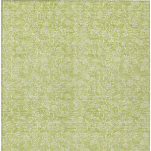 Homeroots 3' Artichoke Green & Ivory Floral Washable Area Rug For Indoor & Outdoor Spaces, Durable Design 10' X 14' Polyester 581845