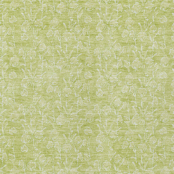 Homeroots 3' Artichoke Green & Ivory Floral Washable Area Rug For Indoor & Outdoor Spaces, Durable Design 10' X 14' Polyester 581845