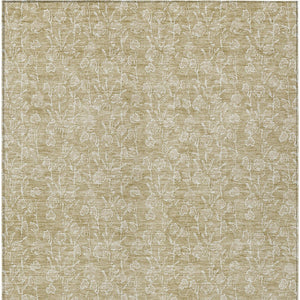 Homeroots 3' Artichoke Green & Ivory Floral Washable Area Rug For Indoor & Outdoor Spaces, Durable Design 5' X 8' Polyester 581847