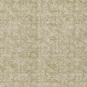 Homeroots 3' Artichoke Green & Ivory Floral Washable Area Rug For Indoor & Outdoor Spaces, Durable Design 5' X 8' Polyester 581847