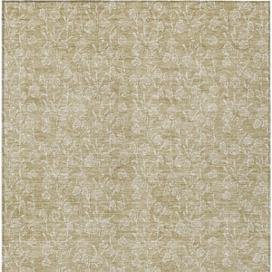 Homeroots 3' Artichoke Green & Ivory Floral Washable Area Rug For Indoor & Outdoor Spaces, Durable Design 8' X 10' Polyester 581849