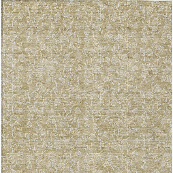 Homeroots 3' Artichoke Green & Ivory Floral Washable Area Rug For Indoor & Outdoor Spaces, Durable Design 9' X 12' Polyester 581850