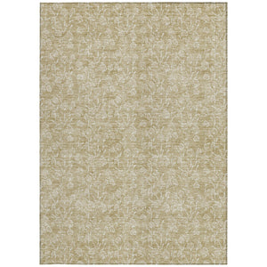 Homeroots 3' Artichoke Green & Ivory Floral Washable Area Rug For Indoor & Outdoor Spaces, Durable Design 10' X 14' Polyester 581851