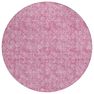 HomeRoots 5' Blush and Ivory Floral Rug - Stylish, Washable Indoor-Outdoor Area Rug for High-Traffic Spaces 8' Round 581854