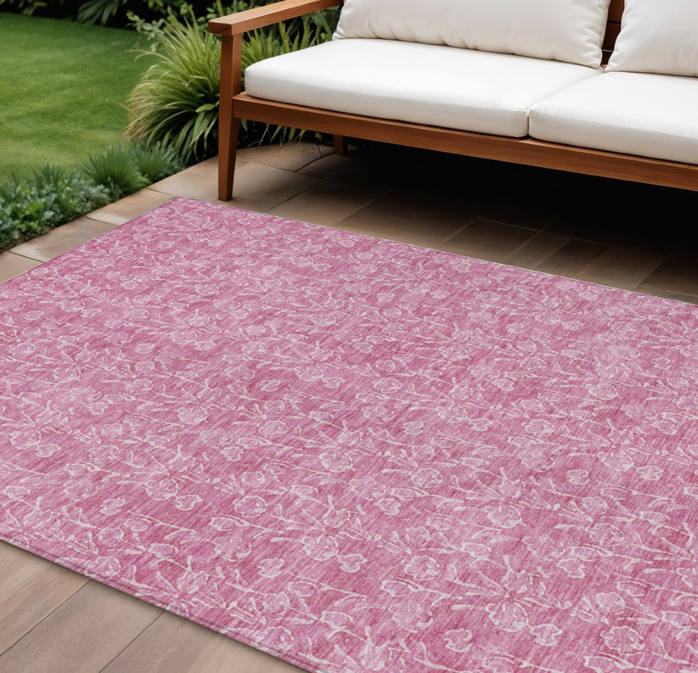 HomeRoots 9' Blush and Ivory Floral Area Rug - Durable, Washable Design for Indoor and Outdoor Spaces 9' X 12' 581856