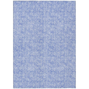 HomeRoots 9' Denim Blue and Ivory Floral Area Rug - Washable, Durable, Perfect for Indoor and Outdoor Spaces 9' X 12' 581862