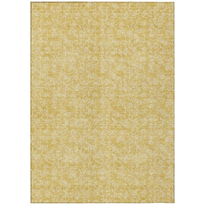 HomeRoots 5' Gold and Ivory Floral Area Rug – Timeless, Washable Design for Indoor and Outdoor Spaces 5' X 8' 581865