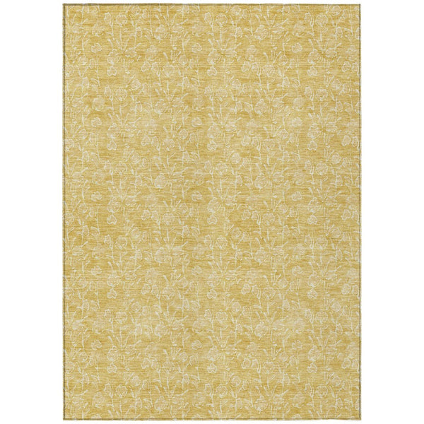 HomeRoots 5' Gold and Ivory Floral Area Rug – Timeless, Washable Design for Indoor and Outdoor Spaces 5' X 8' 581865