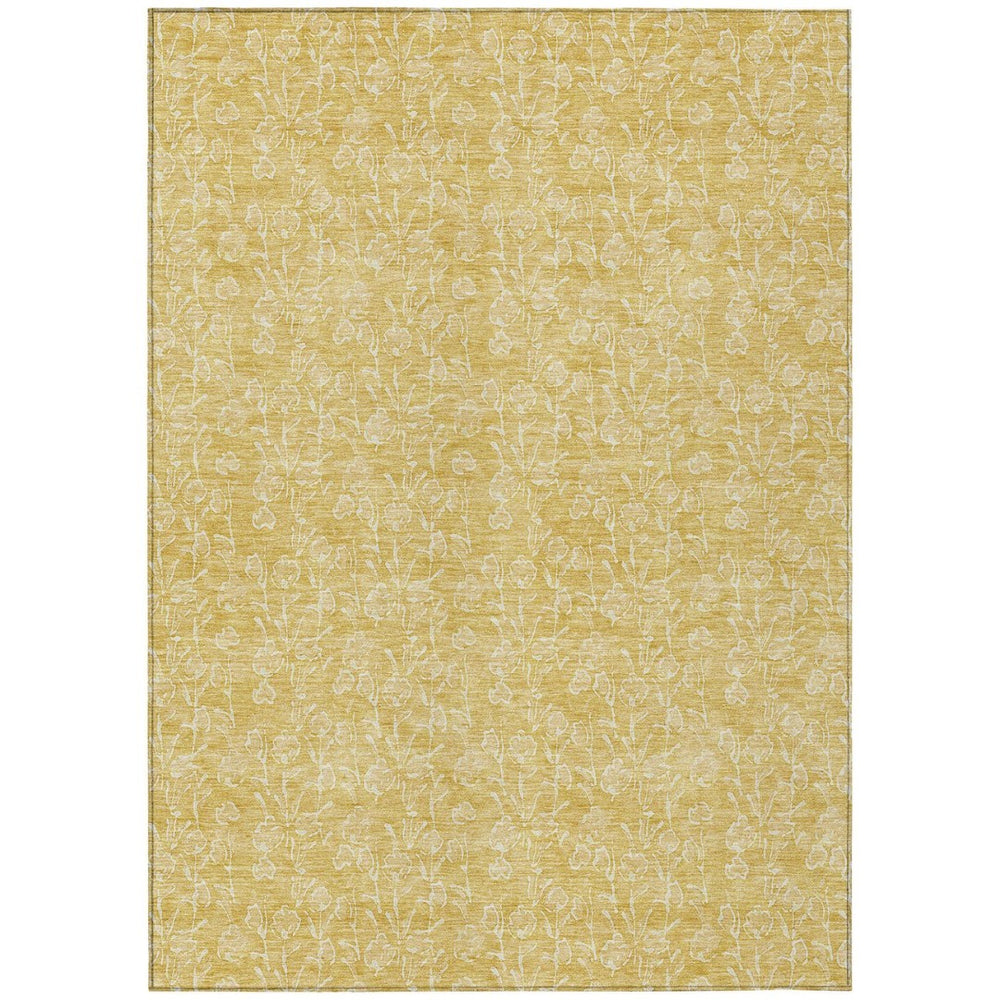 HomeRoots 5' Gold and Ivory Floral Area Rug – Timeless, Washable Design for Indoor and Outdoor Spaces 10' X 14' 581869