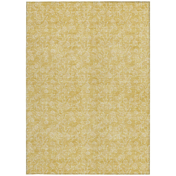 Homeroots 3' Artichoke Green & Ivory Floral Washable Area Rug For Indoor & Outdoor Spaces, Durable Design 10' X 14' Polyester 581869