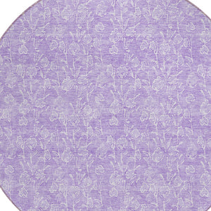 Homeroots 3' Artichoke Green & Ivory Floral Washable Area Rug For Indoor & Outdoor Spaces, Durable Design 8' Round Polyester 581872