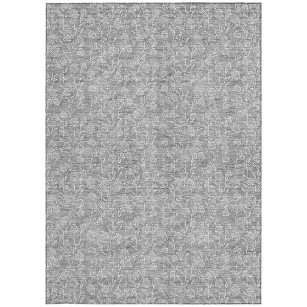 Homeroots 3' Artichoke Green & Ivory Floral Washable Area Rug For Indoor & Outdoor Spaces, Durable Design 9' X 12' Polyester 581880
