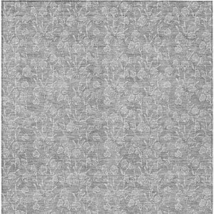 Homeroots 3' Artichoke Green & Ivory Floral Washable Area Rug For Indoor & Outdoor Spaces, Durable Design 9' X 12' Polyester 581880