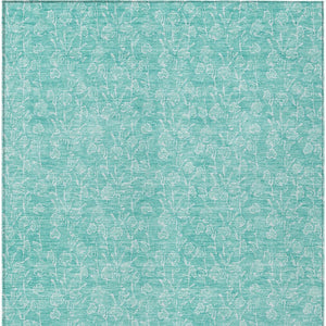 Homeroots 3' Artichoke Green & Ivory Floral Washable Area Rug For Indoor & Outdoor Spaces, Durable Design 9' X 12' Polyester 581886