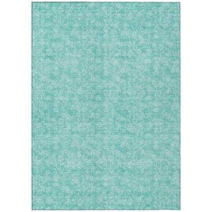 HomeRoots 9' Teal Blue and Ivory Floral Indoor Outdoor Area Rug - Stylish, Washable, and Durable for All Spaces 9' X 12' 581886
