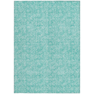 Homeroots 3' Artichoke Green & Ivory Floral Washable Area Rug For Indoor & Outdoor Spaces, Durable Design 10' X 14' Polyester 581887