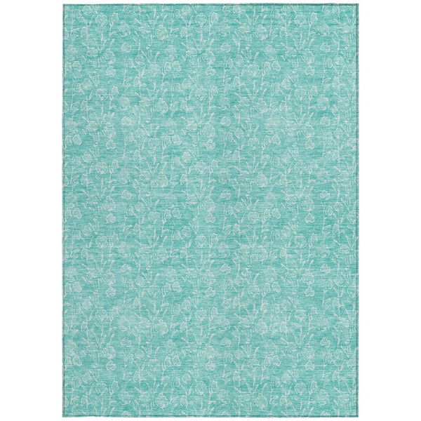 Homeroots 3' Artichoke Green & Ivory Floral Washable Area Rug For Indoor & Outdoor Spaces, Durable Design 10' X 14' Polyester 581887