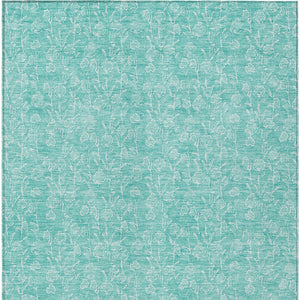 Homeroots 3' Artichoke Green & Ivory Floral Washable Area Rug For Indoor & Outdoor Spaces, Durable Design 10' X 14' Polyester 581887