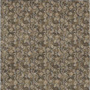 Homeroots 3' Brown Floral Washable Area Rug - Stylish Indoor Outdoor Carpet For High Traffic Spaces & More 3' X 5' Polyester 581888