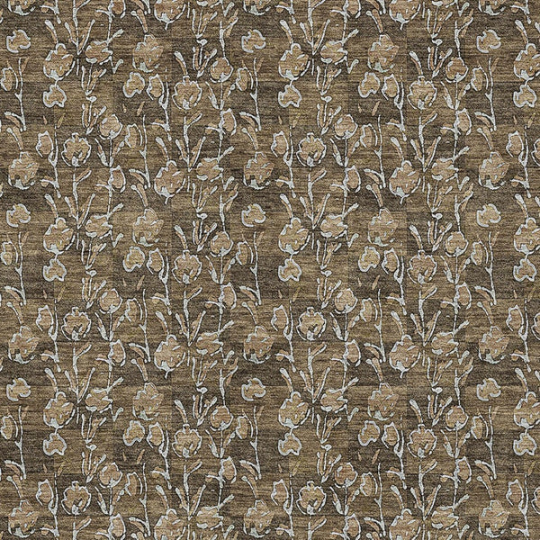 Homeroots 3' Brown Floral Washable Area Rug - Stylish Indoor Outdoor Carpet For High Traffic Spaces & More 3' X 5' Polyester 581888