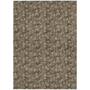 Homeroots 3' Brown Floral Washable Area Rug - Stylish Indoor Outdoor Carpet For High Traffic Spaces & More 5' X 8' Polyester 581889