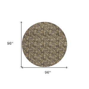Homeroots 3' Brown Floral Washable Area Rug - Stylish Indoor Outdoor Carpet For High Traffic Spaces & More 8' Round Polyester 581890