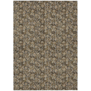 HomeRoots 9' Durable Brown and Ivory Floral Washable Area Rug for Elegant Indoor and Outdoor Spaces 9' X 12' 581892