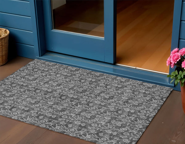 Homeroots 3' Brown Floral Washable Area Rug - Stylish Indoor Outdoor Carpet For High Traffic Spaces & More 3' X 5' Polyester 581894
