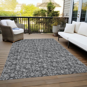 Homeroots 3' Brown Floral Washable Area Rug - Stylish Indoor Outdoor Carpet For High Traffic Spaces & More 3' X 5' Polyester 581894