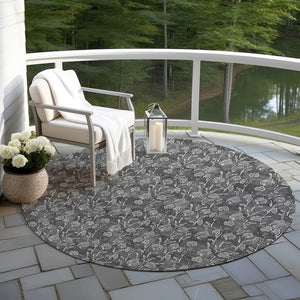 Homeroots 3' Brown Floral Washable Area Rug - Stylish Indoor Outdoor Carpet For High Traffic Spaces & More 8' Round Polyester 581896
