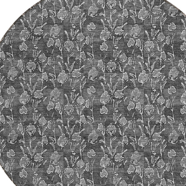 Homeroots 3' Brown Floral Washable Area Rug - Stylish Indoor Outdoor Carpet For High Traffic Spaces & More 8' Round Polyester 581896