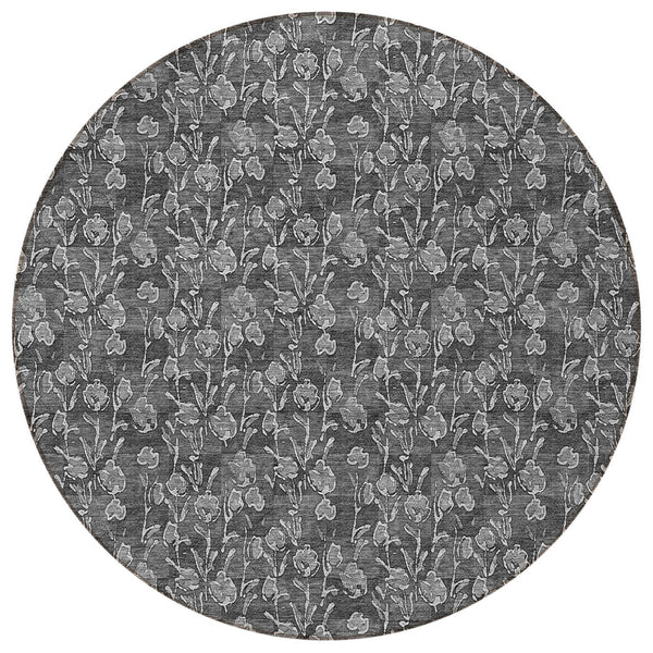 Homeroots 3' Brown Floral Washable Area Rug - Stylish Indoor Outdoor Carpet For High Traffic Spaces & More 8' Round Polyester 581896