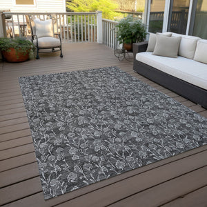 Homeroots 3' Brown Floral Washable Area Rug - Stylish Indoor Outdoor Carpet For High Traffic Spaces & More 8' X 10' Polyester 581897