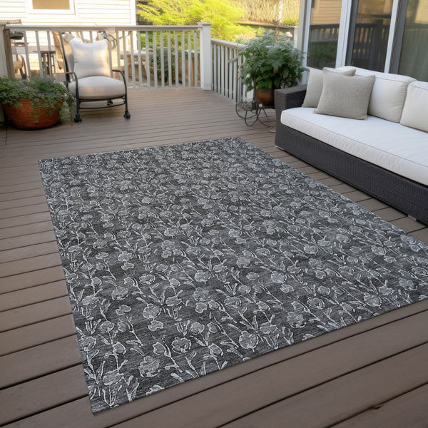 Homeroots 3' Brown Floral Washable Area Rug - Stylish Indoor Outdoor Carpet For High Traffic Spaces & More 10' X 14' Polyester 581899